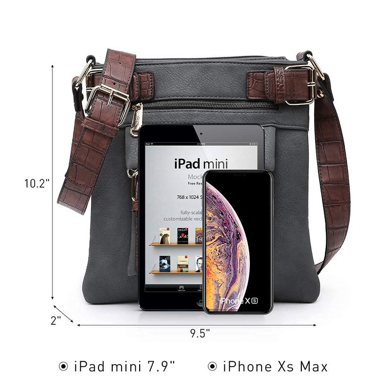 Dasein Top Belted Crossbody Bags for Women Soft Leather Messenger Bag Shoulder Bag Travel Purse (large size-dark grey) - Image 3